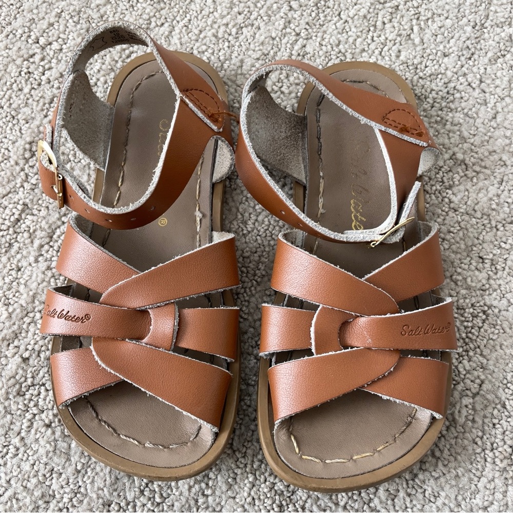 Saltwater Original Leather Sandals, Tan, Size 10